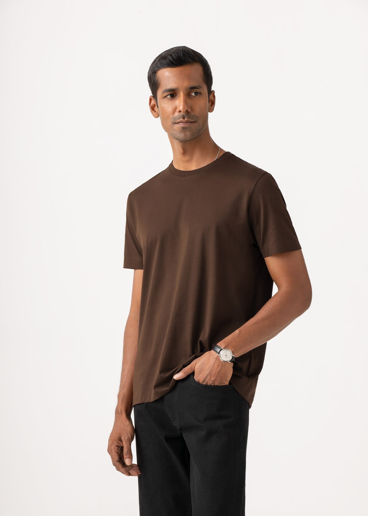 Men's Supima Cotton Crew Neck T-Shirt - Coffee Brown - March Tee